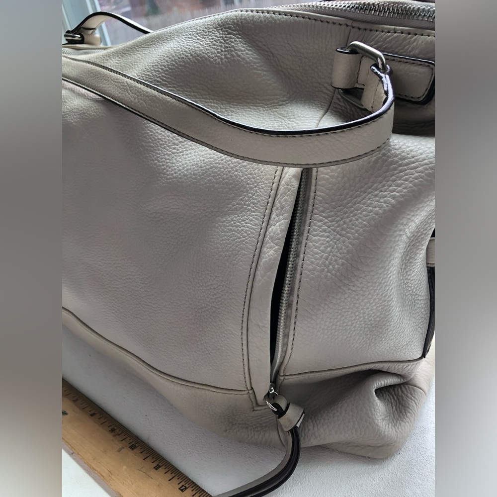 Leather satchel - 100% leather - white/ivory 16” x 12” x 3.5”+ by Sanctuary - Picture 8 of 16